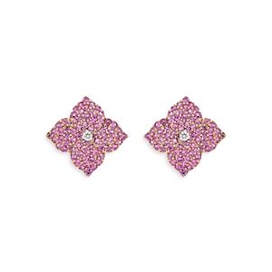Piranesi 18K Rose Gold Pink Sapphire & Diamond Large Flower Earrings- 4482090