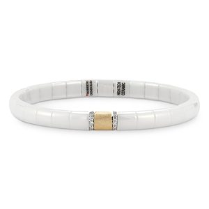 Roberto Demeglio 18K Yellow Gold & White Ceramic Pura Diamond Stretch Bracelet- 4459857