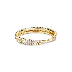 David Yurman 18K Yellow Gold Dy Crossover Micro Pave Band Ring- 4533144