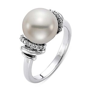 Mastoloni 18K White Gold Cultured Freshwater Pearl & Diamond Ring- 4455104