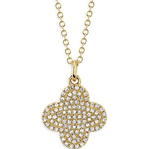 Moon & Meadow 14K Yellow Gold Diamond Pave Clover Pendant Necklace, 16-18 - 100% Exclusive- 4475765