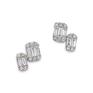 Bloomingdale's Diamond Baguette & Round Stud Earrings in 14K White Gold, 0.25 ct. t.w. - 100% Exclusive- 4508037