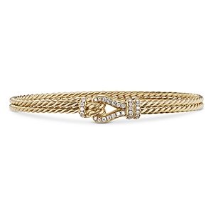 David Yurman Thoroughbred Loop Bracelet in 18K Yellow Gold with Pave Diamonds- 4360702