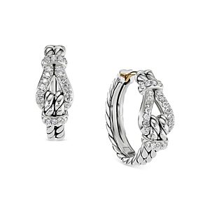David Yurman Thoroughbred Loop Hoop Earrings with Pave Diamonds- 4360770