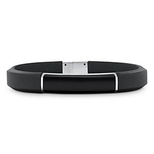 David Yurman Men's Sterling Silver Streamline Onyx Black Rubber Bracelet- 4360813