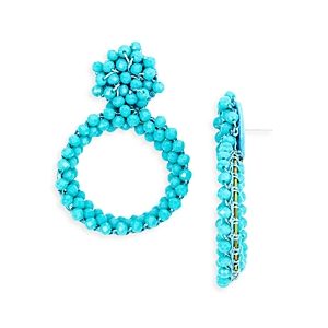 Aqua Beaded Hoop Drop Earrings - 100% Exclusive- 4449927