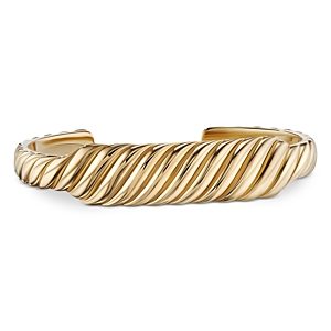 David Yurman Sculpted Cable Contour Cuff Bracelet in 18K Yellow Gold, 13mm- 4360697