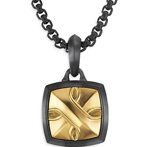 David Yurman Armory Amulet in Black Titanium with 18K Yellow Gold- 4360843