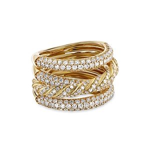 David Yurman Paveflex Four Row Ring in 18K Yellow Gold with Diamonds- 4360736