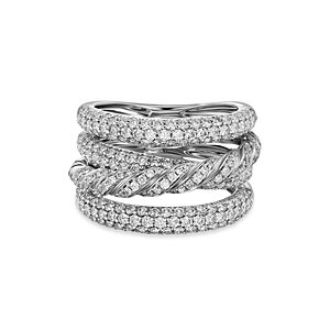 David Yurman Paveflex Four Row Ring in 18K White Gold with Diamonds- 4360735