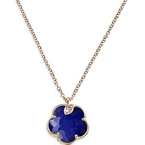 Pasquale Bruni 18K Rose Gold Petit Joli Lapis Doublet & Diamond Floral Pendant Necklace, 16.5- 4383479