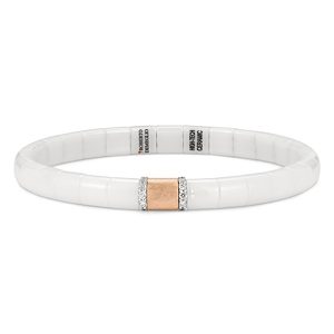 Roberto Demeglio 18K Rose Gold Pura Diamond White Ceramic Stretch Bracelet- 4459858