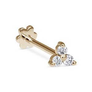 Maria Tash 18K Yellow Gold Diamond Trinity Threaded Stud Earring- 4532454