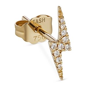 Maria Tash 18K Yellow Gold Diamond Lightning Bolt Stud Earring- 4532424