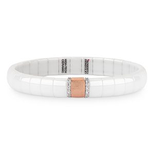 Roberto Demeglio 18K Rose Gold & White Ceramic Pura Diamond Stretch Bracelet- 4459854