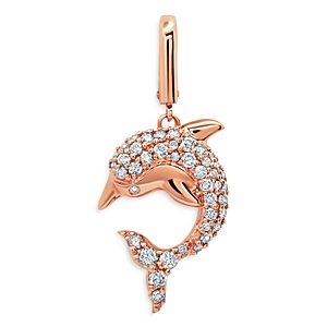 Graziela 14K Rose Gold Champagne Diamond Dolphin Pendant- 4552716