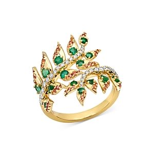 Graziela 18K Yellow Gold Multi Gemstone & Diamond Bypass Ring- 4552724