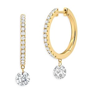 Graziela 18K Yellow Gold Floating Diamond Dangle Hoop Earrings- 4552725