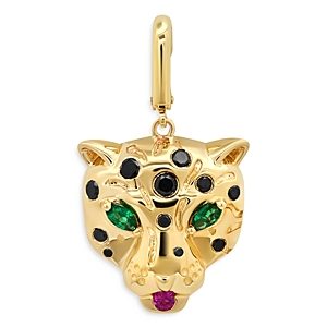 Graziela 18K Yellow Gold Emerald, Ruby & Black Diamond Jaguar Pendant- 4552719