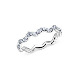 Graziela 18K White Gold Diamond Wavy Stackable Band- 4552722