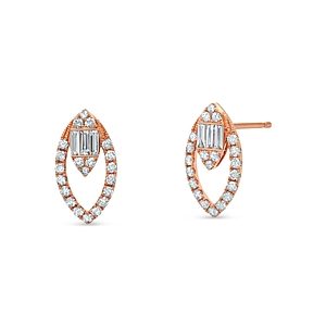 Graziela 18K Yellow Gold Diamond Baguette & Round Marquesa Stud Earrings- 4552712