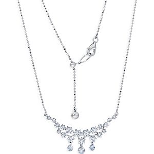Graziela 18K White Gold Floating Diamond Cluster Statement Necklace, 10-18- 4552727