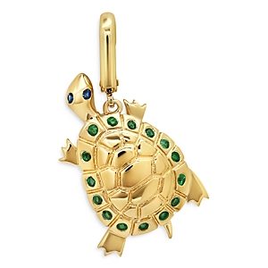 Graziela 18K Yellow Gold Emerald & Blue Sapphire River Turtle Pendant- 4552718