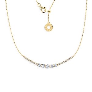Graziela 18K Yellow Gold Diamond Curved Bar Necklace, 10-18- 4552726