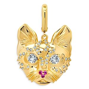 Graziela 14K Yellow Gold Champagne Diamond & Pink Sapphire Ocelot Pendant- 4552721