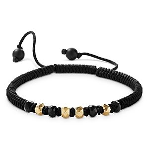 David Yurman Men's 18K Yellow Gold Fortune Onyx Bead Cord Bracelet- 4201799