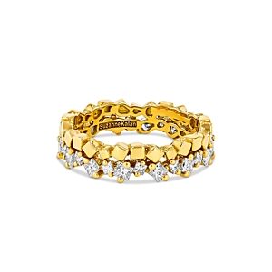 Suzanne Kalan 18K Yellow Gold Golden Age Diamond Princess & Polished Square Eternity Band- 4538331