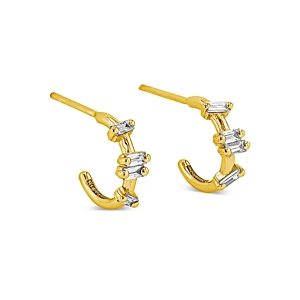Suzanne Kalan 18K Yellow Gold Fireworks Diamond Baguette Small Half Hoop Earrings- 4538325