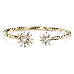 David Yurman 18K Yellow Gold Starburst Open Cable Bracelet with Diamonds- 3728140