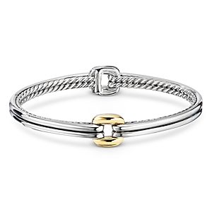 David Yurman Sterling Silver & 18K Yellow Gold Thoroughbred Center Link Bracelet- 3355547