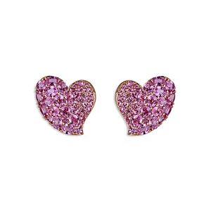 Piranesi 18K Rose Gold Mosaique Pink Sapphire Cluster Heart Stud Earrings- 4552488