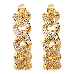 Crystal Haze Jewelry Pave Chain Hoop Earrings- 4465195
