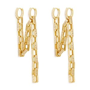 Luv Aj Jagger Chain Double Piercing Hoop Earrings in 14K Gold Plated- 4548599