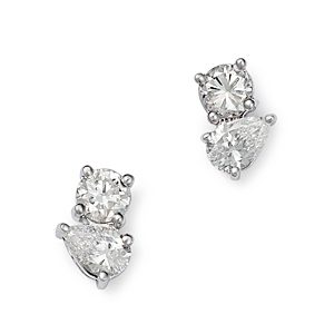 Bloomingdale's Diamond Pear & Round Stud Earrings in 14K White Gold, 0.40 ct. t.w. - 100% Exclusive- 4508535