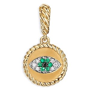 David Yurman 18K Yellow Gold Evil Eye Amulet with Emeralds & Diamonds- 3855983