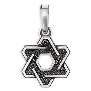 David Yurman Sterling Silver Deco Star of David Pendant with Pave Black Diamonds- 3355510