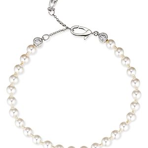 Nadri Cubic Zirconia & Nacre Pearl Flex Bracelet in 18K Gold Plated- 4409146