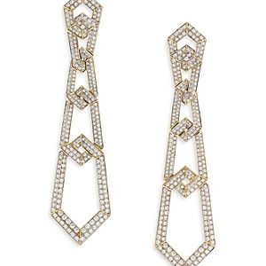 David Yurman 18K Yellow Gold Carlyle Diamond Pave Link Drop Earrings- 4360718