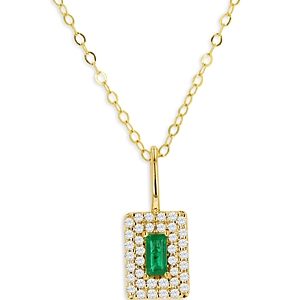Moon & Meadow 14K Yellow Gold Emerald & Diamond Pave Pendant Necklace, 16-20- 4578179