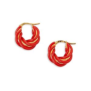 Bottega Veneta Enamel Twisted Hoop Earrings- 4541209