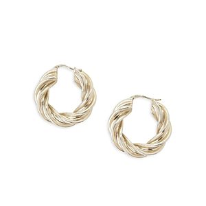 Bottega Veneta Sterling Silver Twisted Hoop Earrings- 4541210