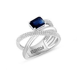 Bloomingdale's Blue Sapphire & Diamond Crossover Ring in 14K White Gold - 100% Exclusive- 4564782