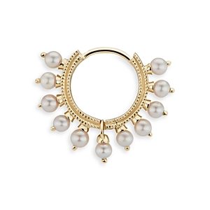 Maria Tash 14K Yellow Gold Freshwater Pearl Small Single Hoop Earring- 4532438