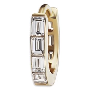 Maria Tash 18K Yellow Gold Diamond Baguette Single Small Hoop Earring- 4532442