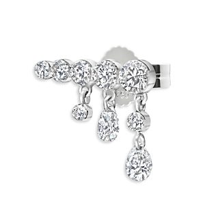 Maria Tash 18K White Gold Diamond Crescendo Bar Stud Earring, Right Orientation- 4532413