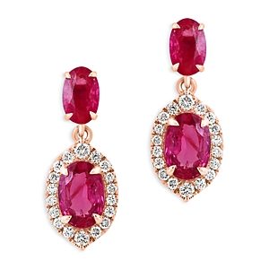 Bloomingdale's Ruby & Diamond Drop Earrings in 14K Rose Gold - 100% Exclusive- 4570343